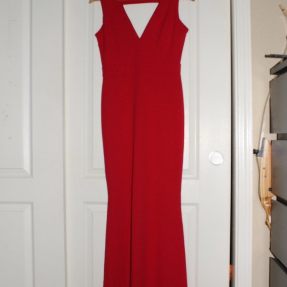 Floor Length Red Mermaid Gown - Picture 1 of 5
